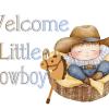 baby cowboy in basket 
